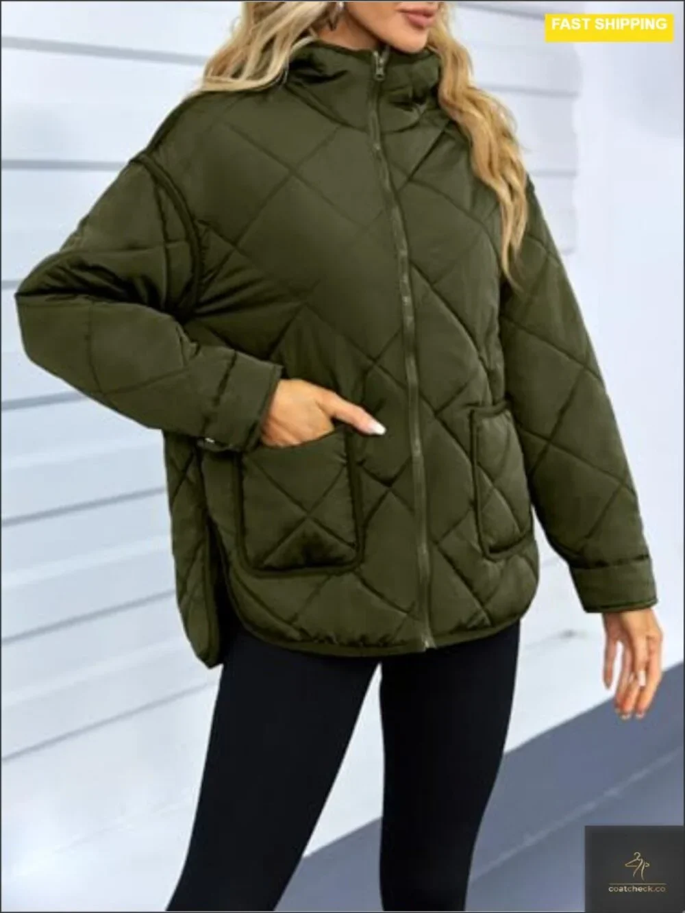 Women's Quilted Puffer Jacket Hooded Lightweight Winter Coat Oversized Pullover